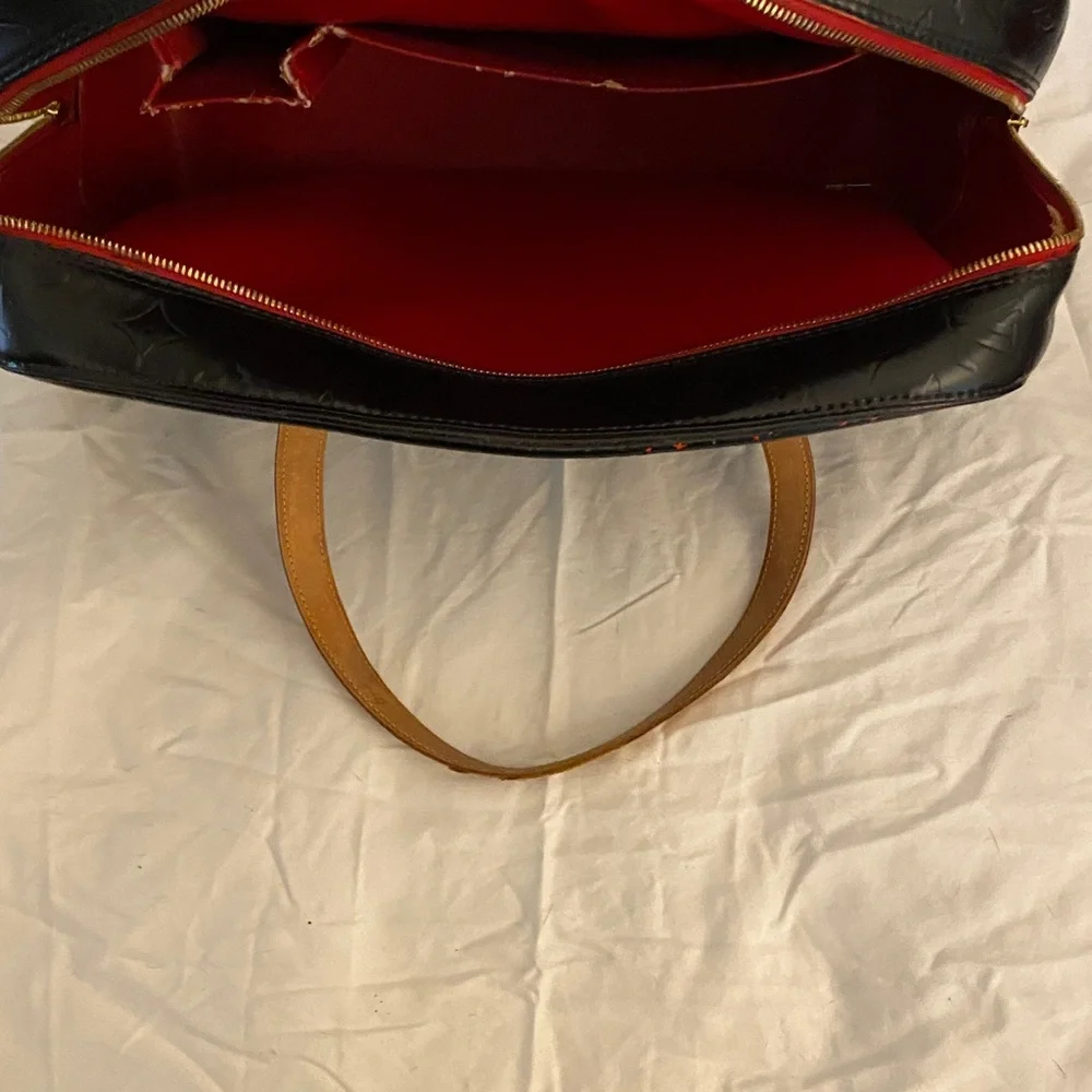 Louis Vuitton Black Monogram Embossed Laptop Bag with Tan Handles - Picture 6 of 12